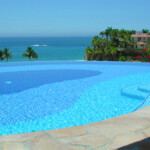 Large swimming pool with a view.